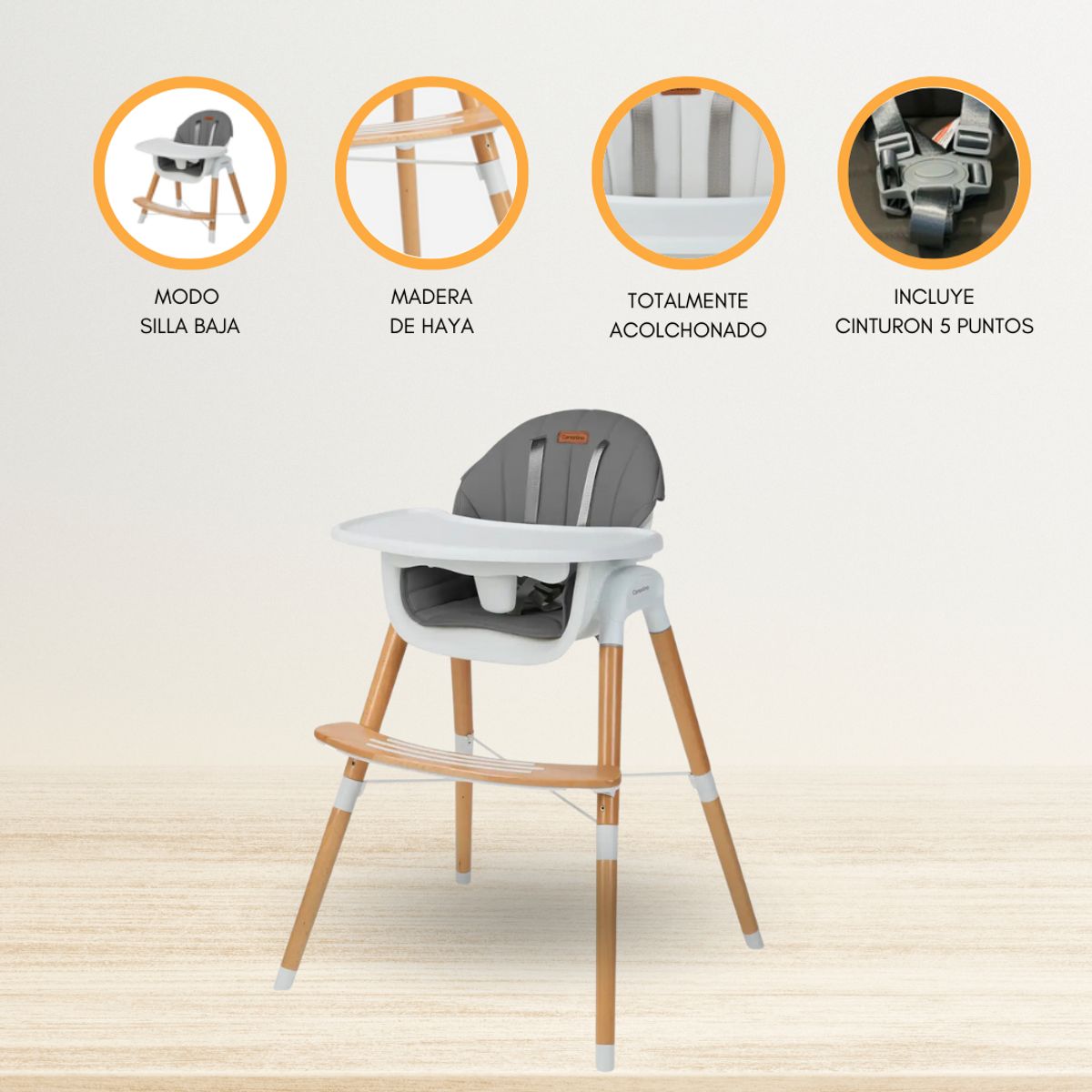 CARESTINO - Silla de Comer Moderna «ESTOCOLMO» Dark Gray
