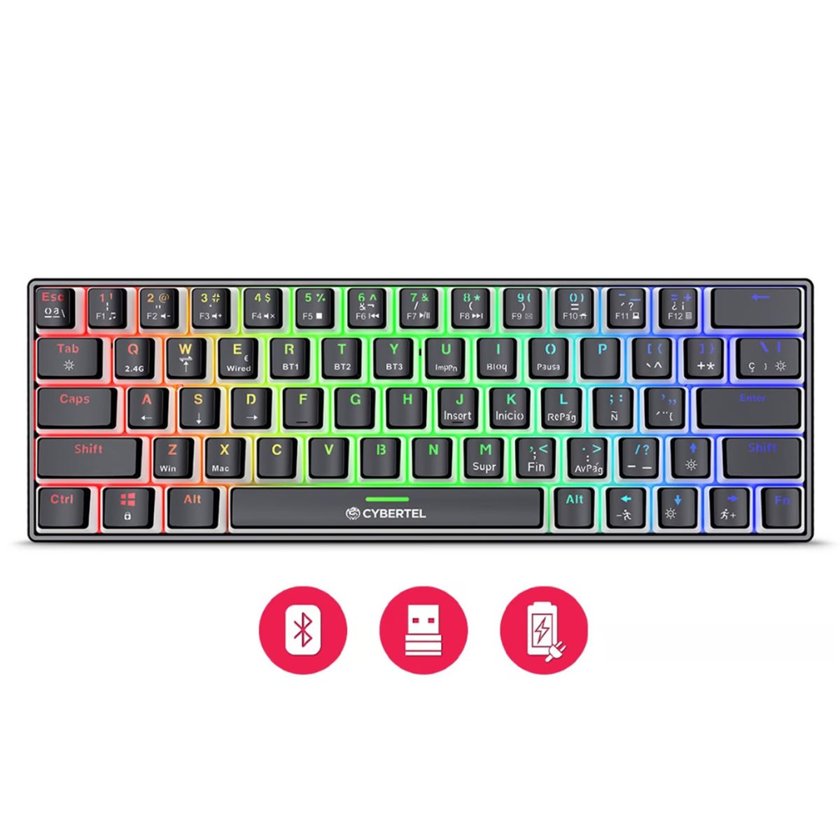 ENKORE - Teclado Gamer Mecánico Commander 3 CBX K1013-3M Bluetooth Negro