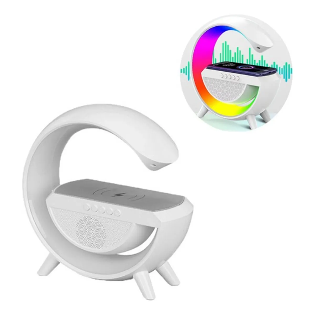 SEISA - CARGADOR 3 EN 1 DE CARGA INALAMBRICA CON BLUETOOTH Y ALTAVOZ RGB