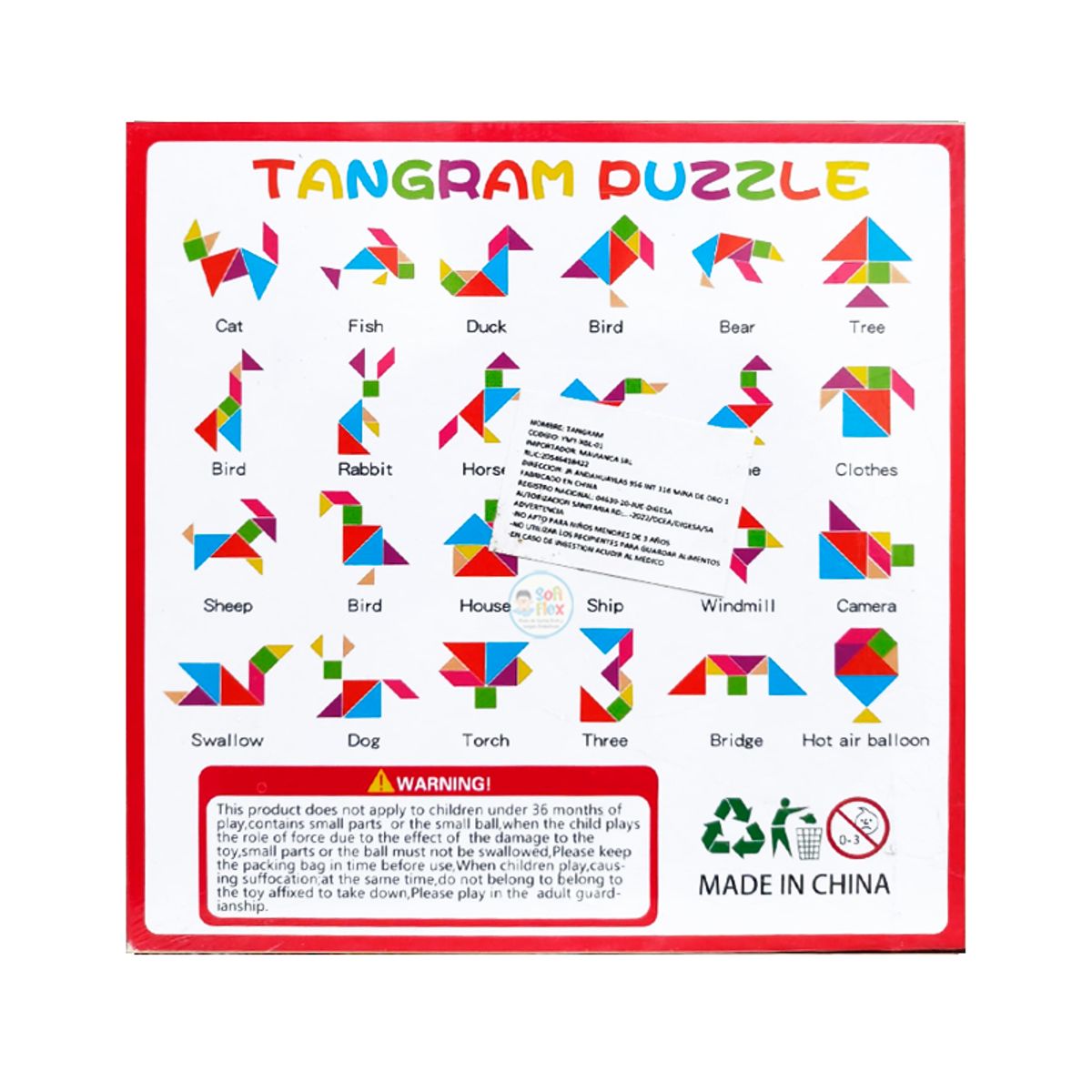 GENERICO - Tangram de Madera 18x18cm