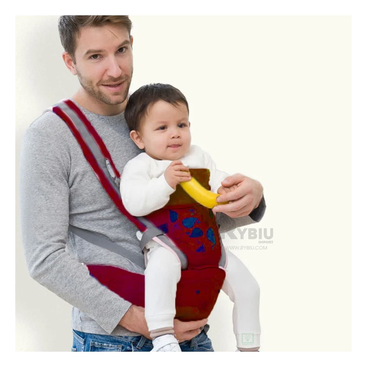 GENERICO - Canguro para Bebe 3 en 1 Estilo Ballenita de Color Guinda