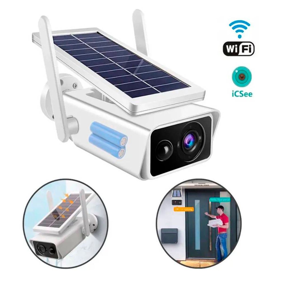 GENERICO - Cámara De Vigilancia Solar Exterior 1080p Recargable Visión Nocturna
