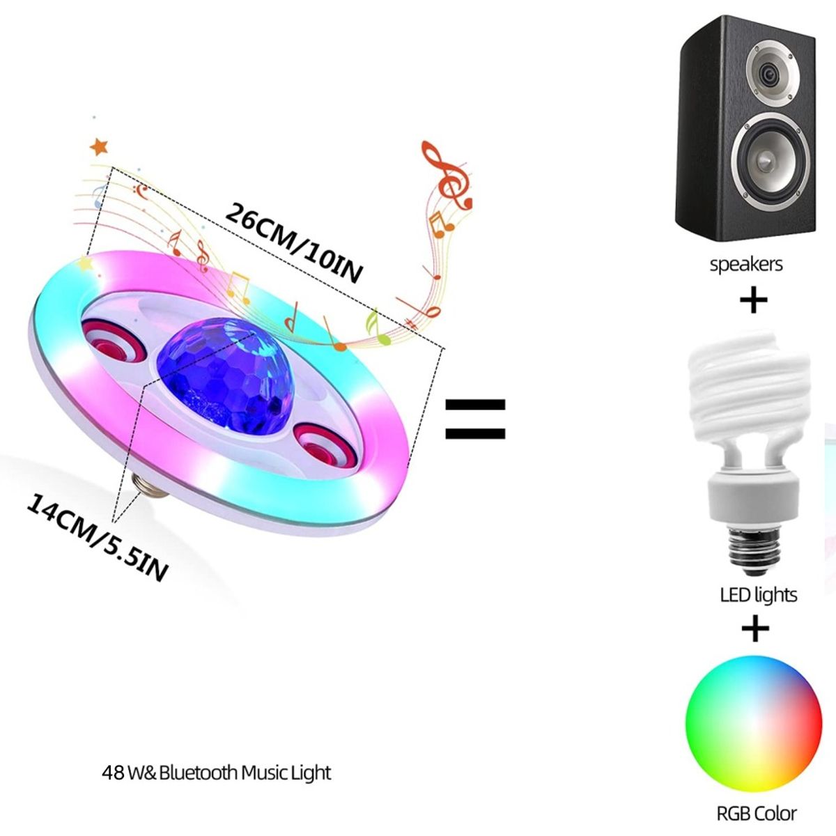 GENERICO - FOCO PARLANTE  CON LUZ RGB Y  BLUETOOTH.