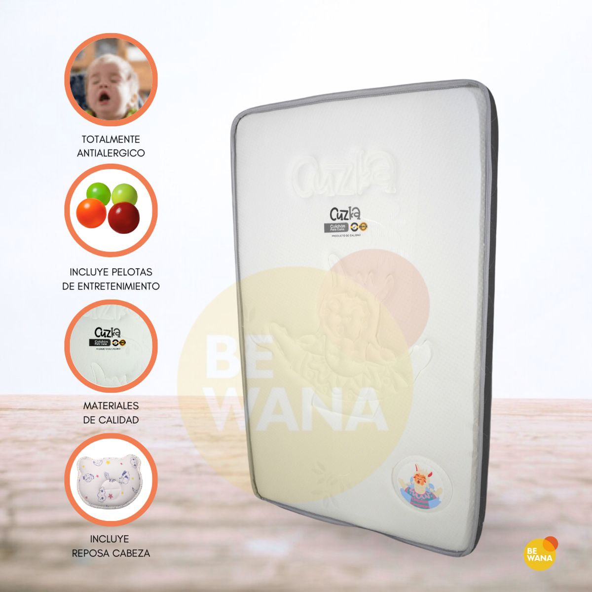 CUZKA - Colchón para Pack and Play «LLAMITA» White