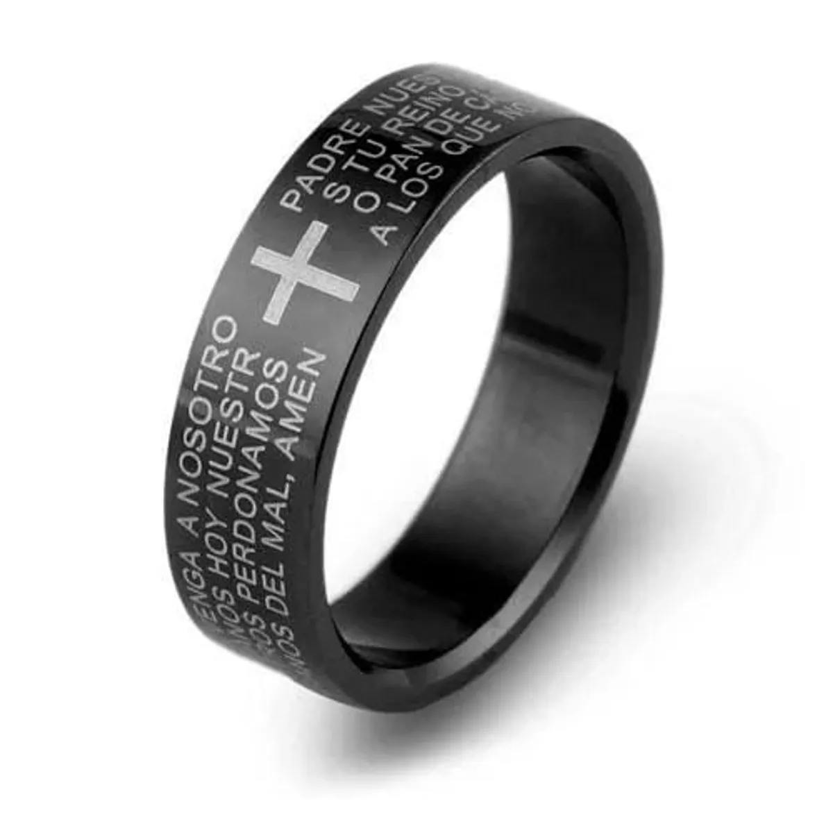 GENERICO - Anillo Padre Nuestro & Cruz Titanio Hombre