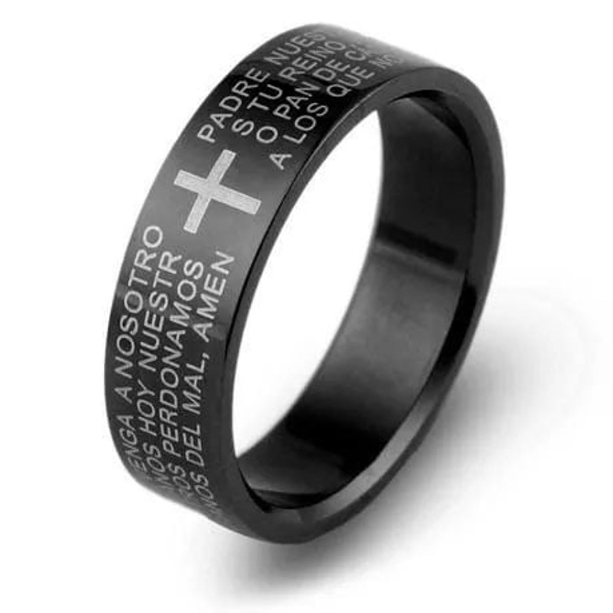 GENERICO - Anillo Padre Nuestro & Cruz Titanio Hombre