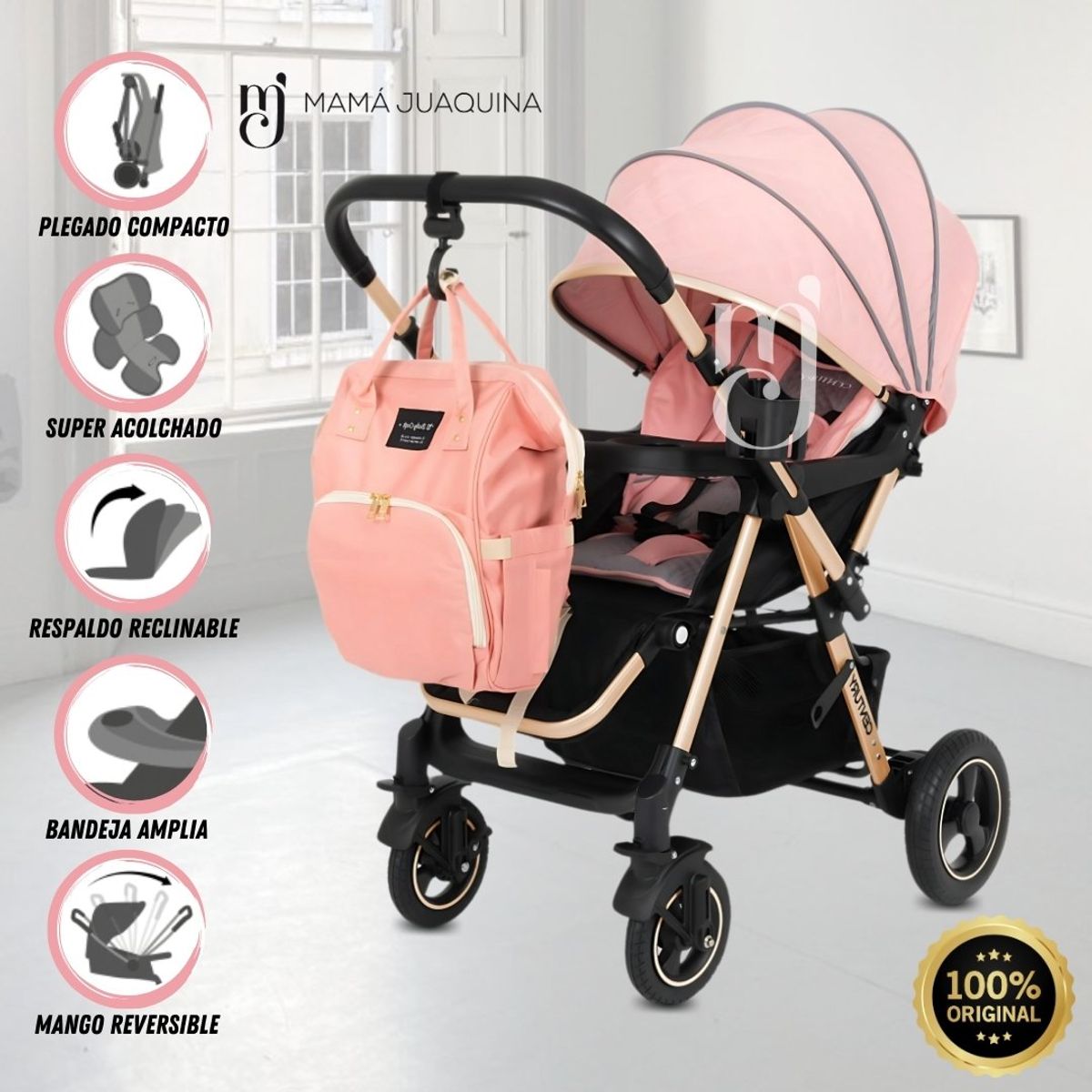 BABY - Coche Cuna Moisés de Lujo «PRAILINE» Pink