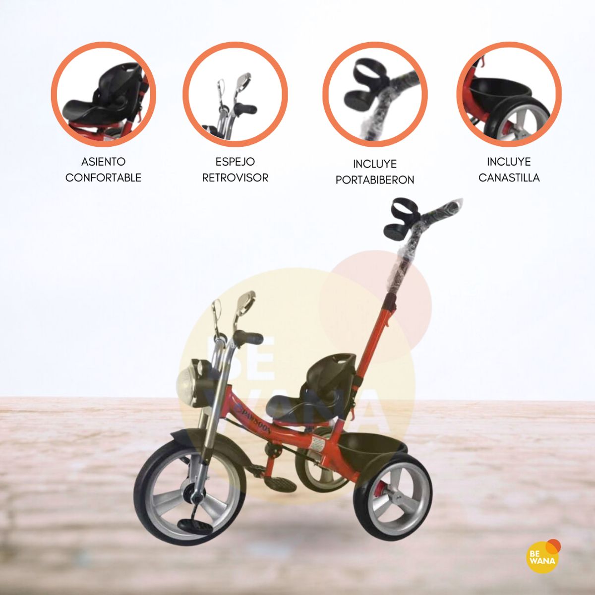 CUZKA - Triciclo Guiador para Niños «PAWSOON» Red