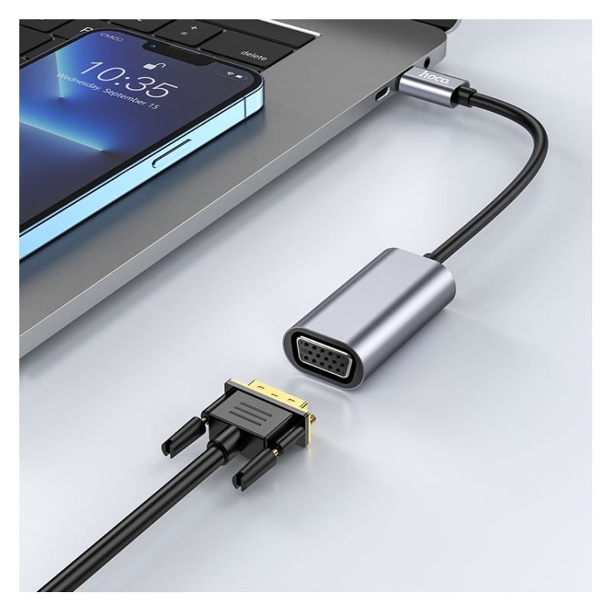 HOCO - Convertidor hoco UA21 Origin 1920x1080P USB-C  Type-C a VGA