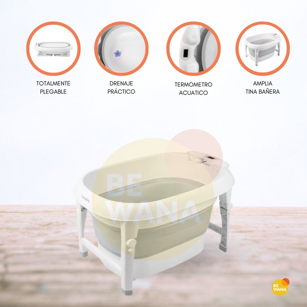 CARESTINO - Bañera Plegable para Bebé «ARUBA» Gris