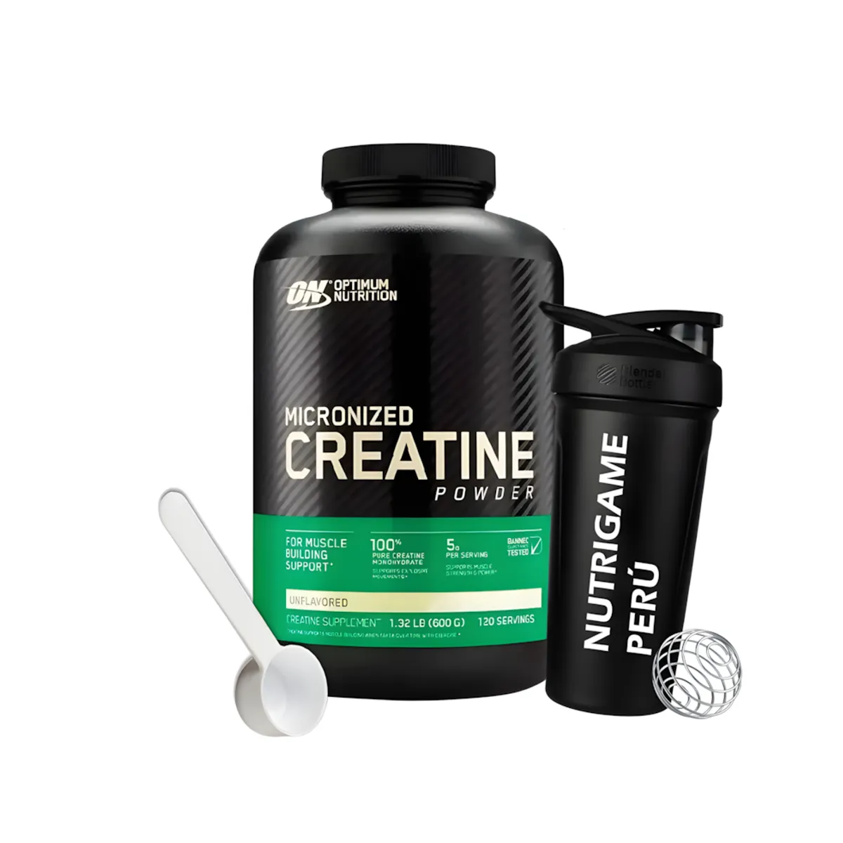 OPTIMUN NUTRITION - Creatina Monohidratada ON 600 Gr + Shaker +Scoop - Tienda Fisica