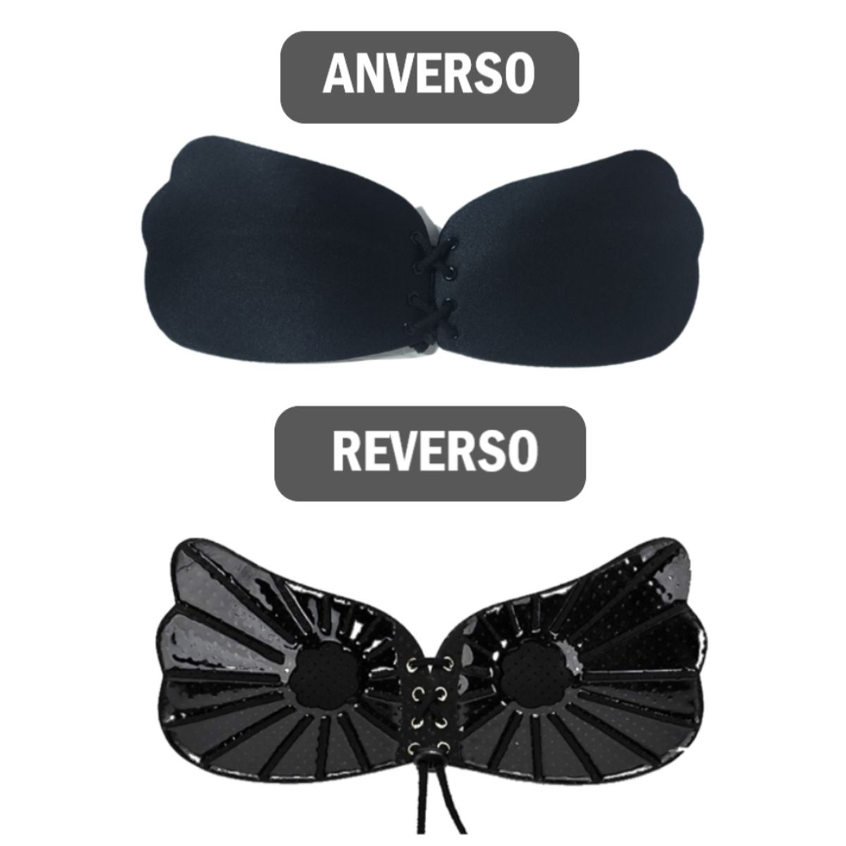 GENERICO - Brasier Sostén Sujetador Invisible Push up con adhesivo y cordón - Negro