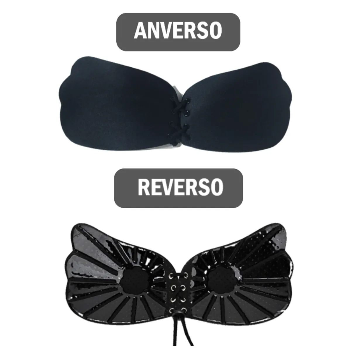 GENERICO - Brasier Sostén Sujetador Invisible Push up con adhesivo y cordón - Negro
