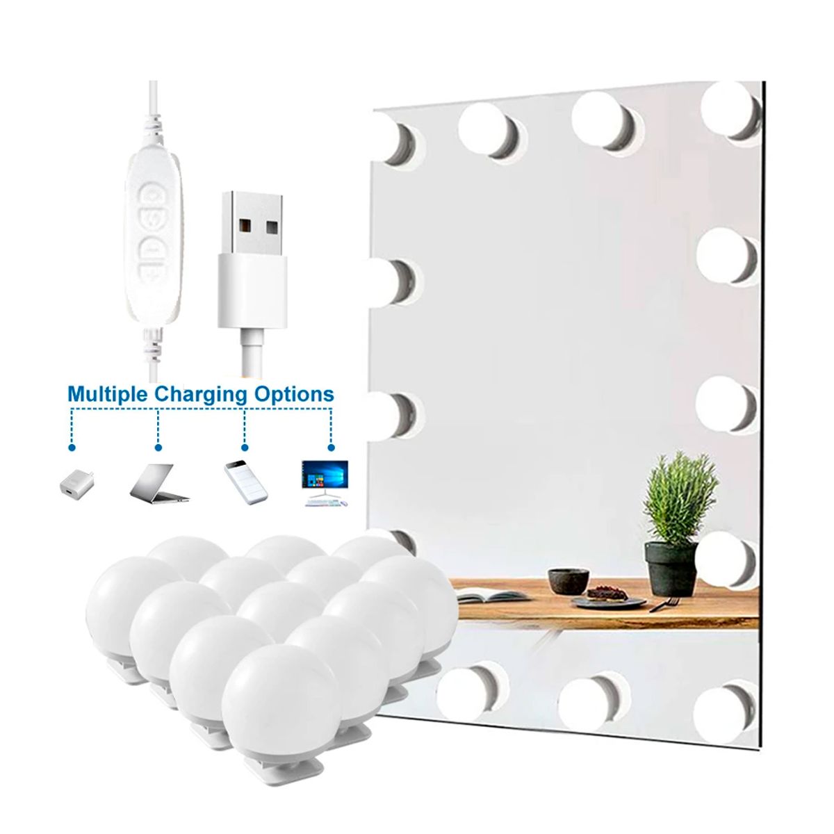 SEISA - Focos Led Estilo Hollywood para Espejo de maquillaje