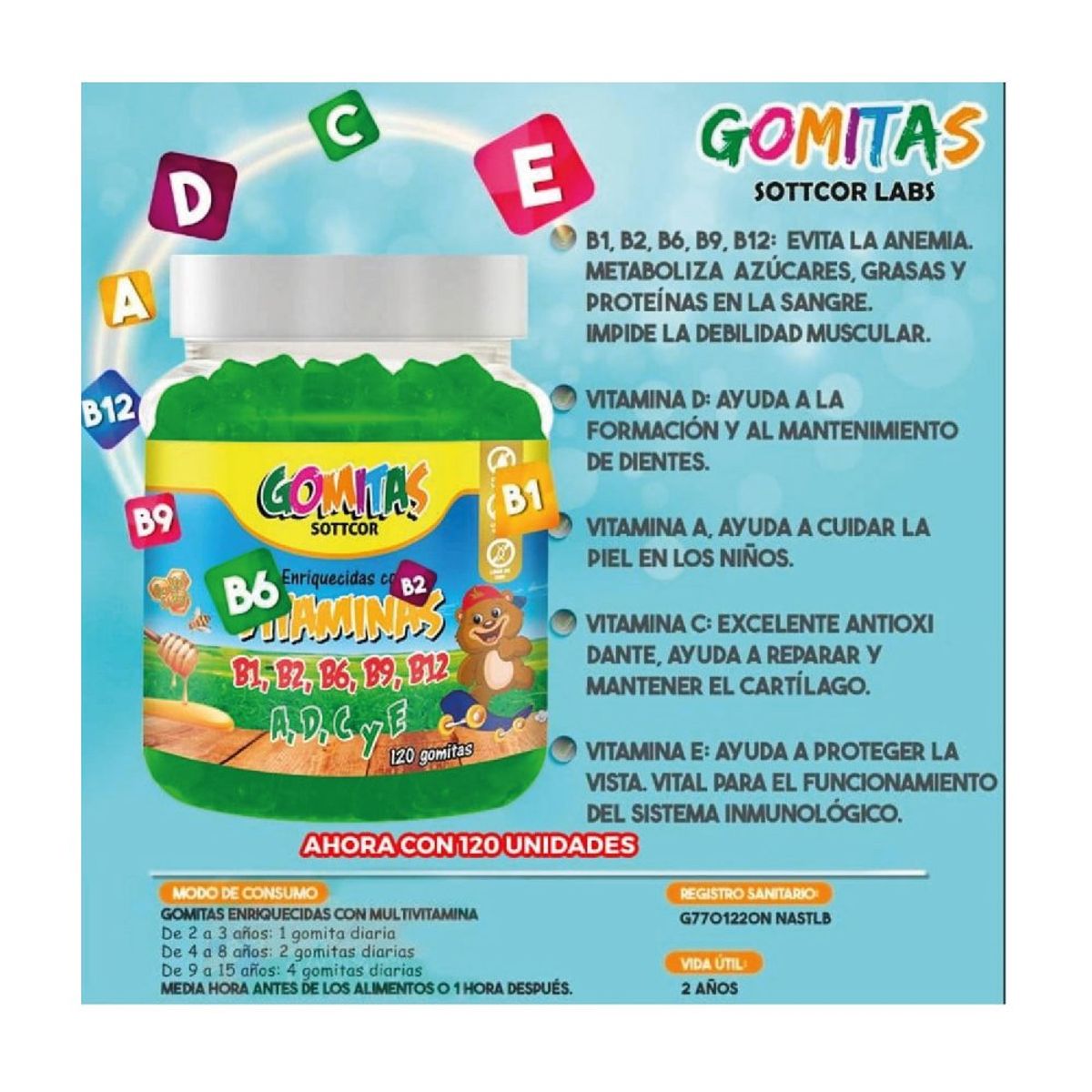 GENERICO - Multivitamina Para Niños Gomitas Sottcor 100Gr Chicle