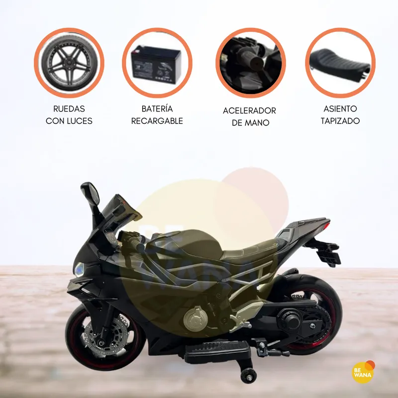 CUZKA - Moto a Batería 24 VLT para Niños «HALCÓN» Black