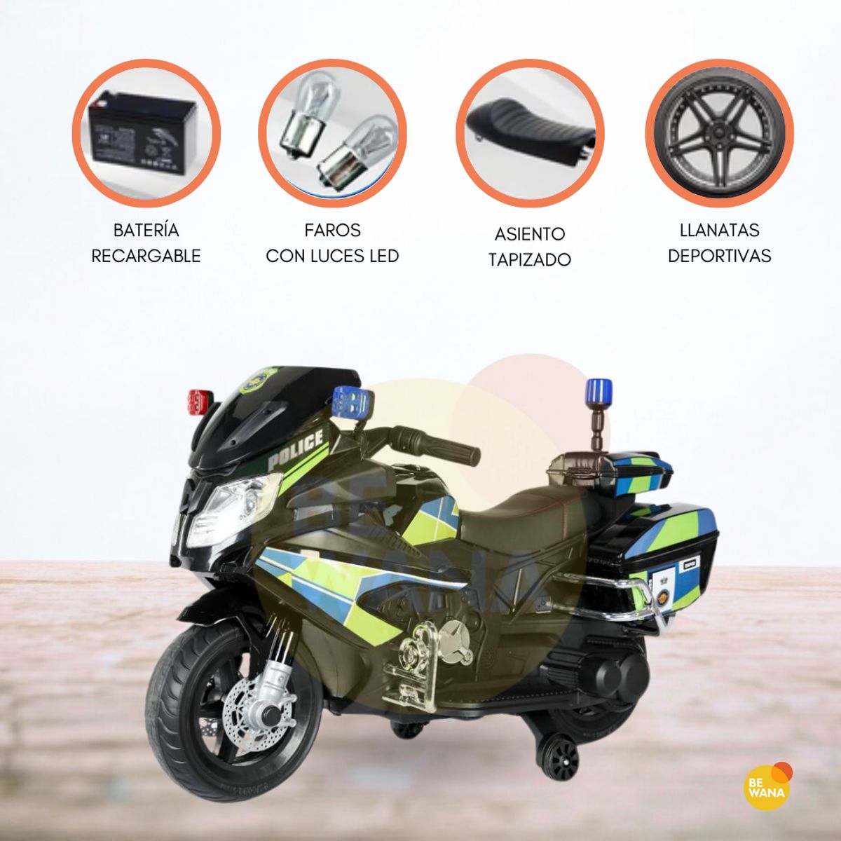 CUZKA - Moto a Batería para Niños «ELITE POLICE» Gray