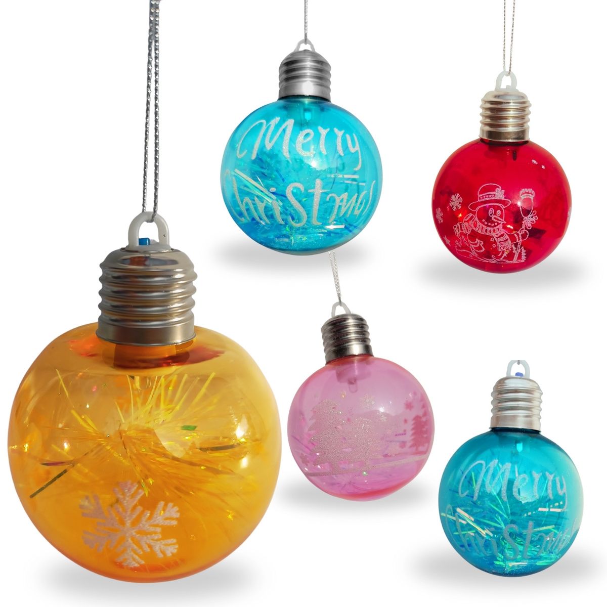 PENTHA - Bolas Navideñas de Colores Transparentes con Luces 8cm Set x18-