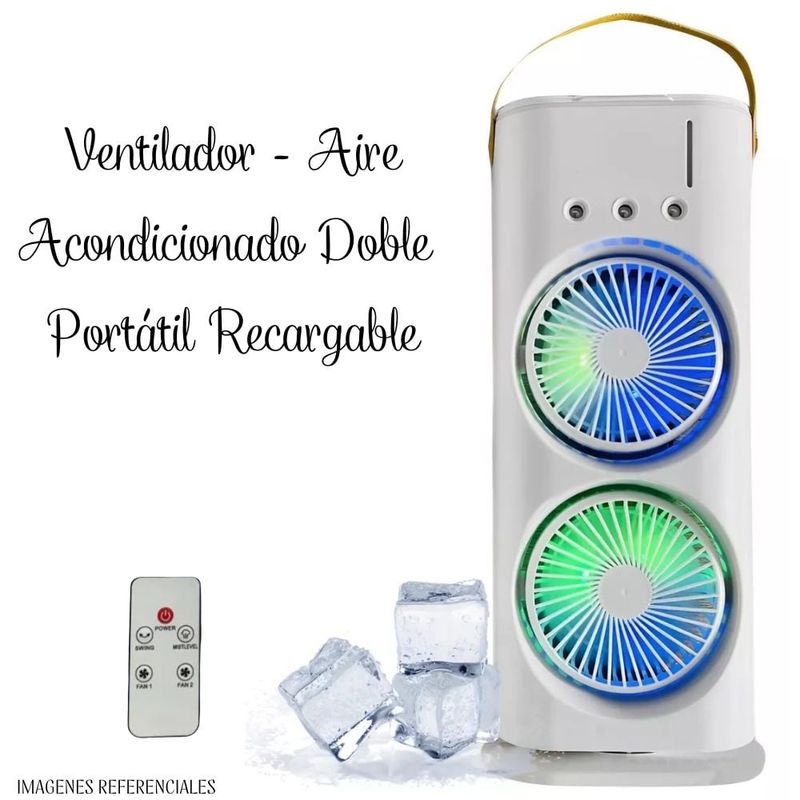 GENERICO - Ventilador – Aire Acondicionado 3 En 1 Con Iluminación Led-Recargable