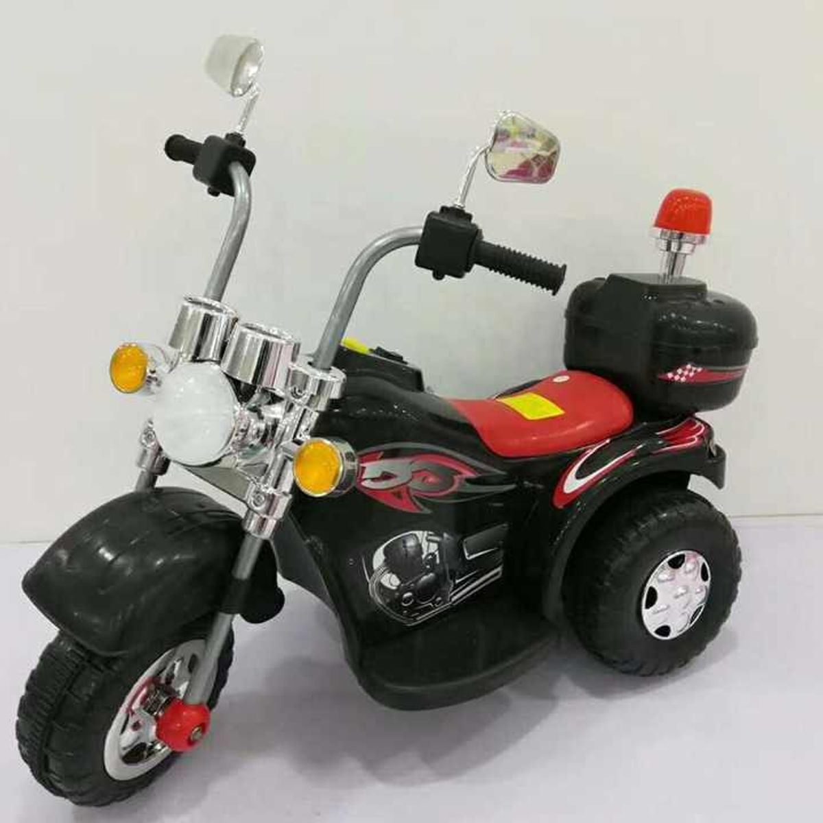 GENERICO - TRIMOTO RECARGABLE MODELO POLICÍA NEGRA PARA NIÑO