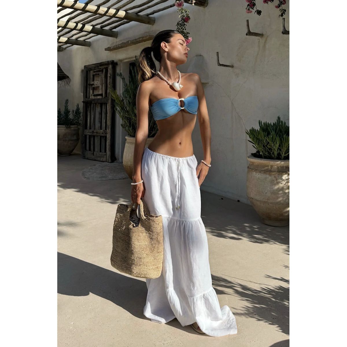 SOLARY - Falda Playera Blanca