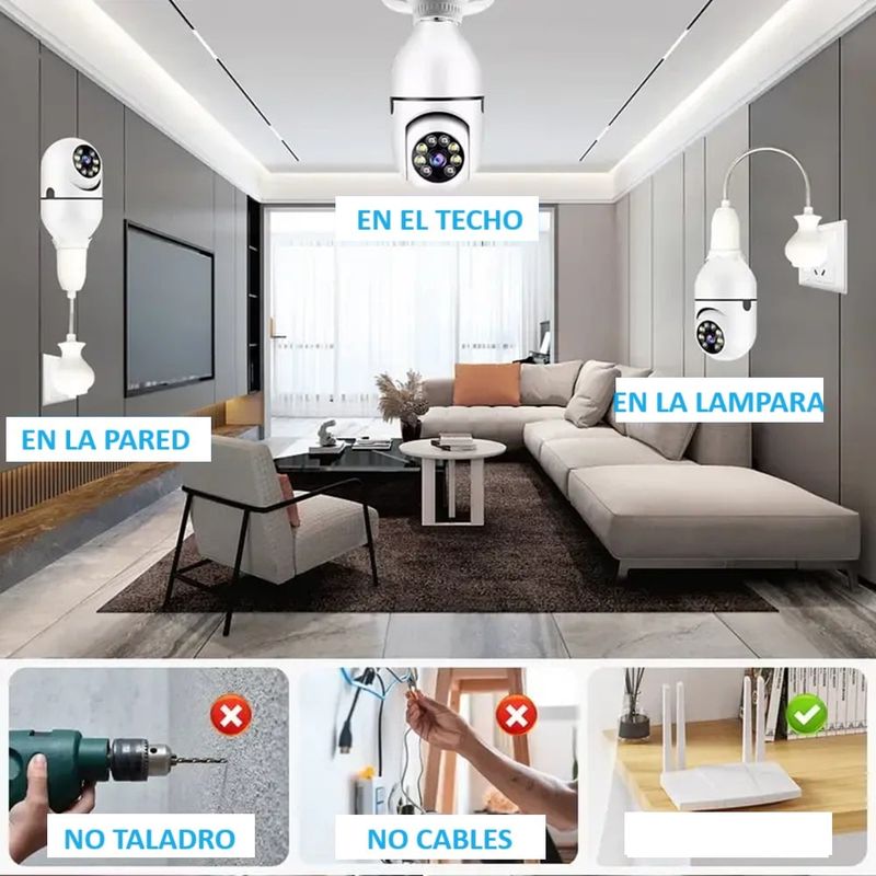 GENERICO - Lámpara Cámara Vigilancia E27 5G Visión Nocturna APP Hogar Genieka