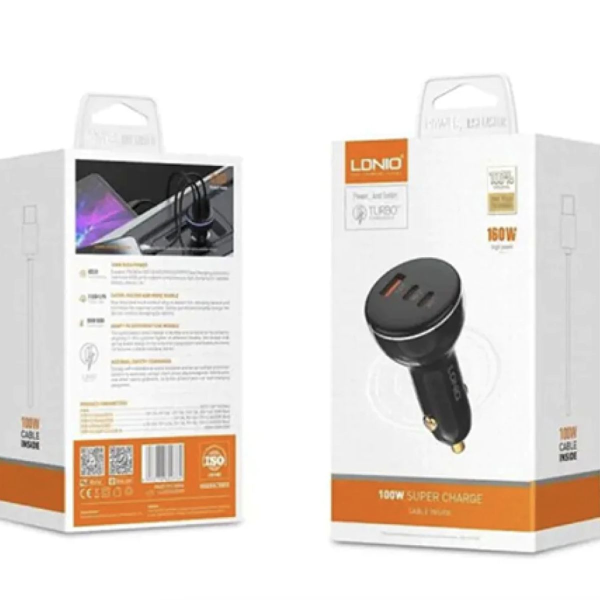 LDNIO - LDNIO C102 CARGADOR DE COCHE USB C NEGRO 100w