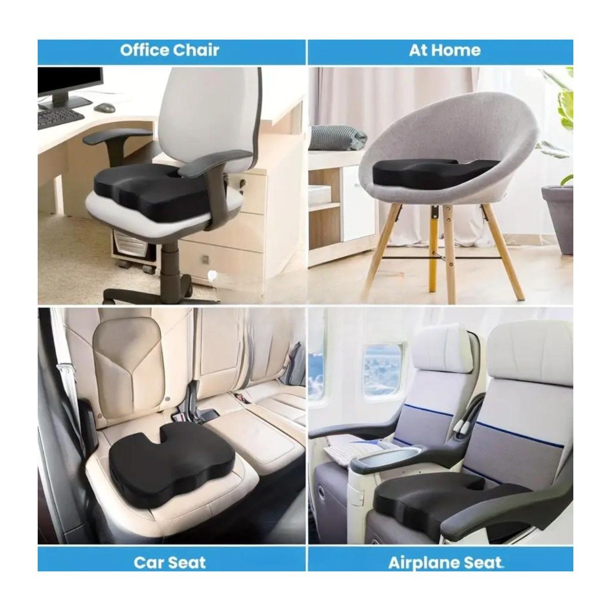 DAUER - Cojín Asiento Viscoelástico de Bambú y Gel Ortopédico para Sillas