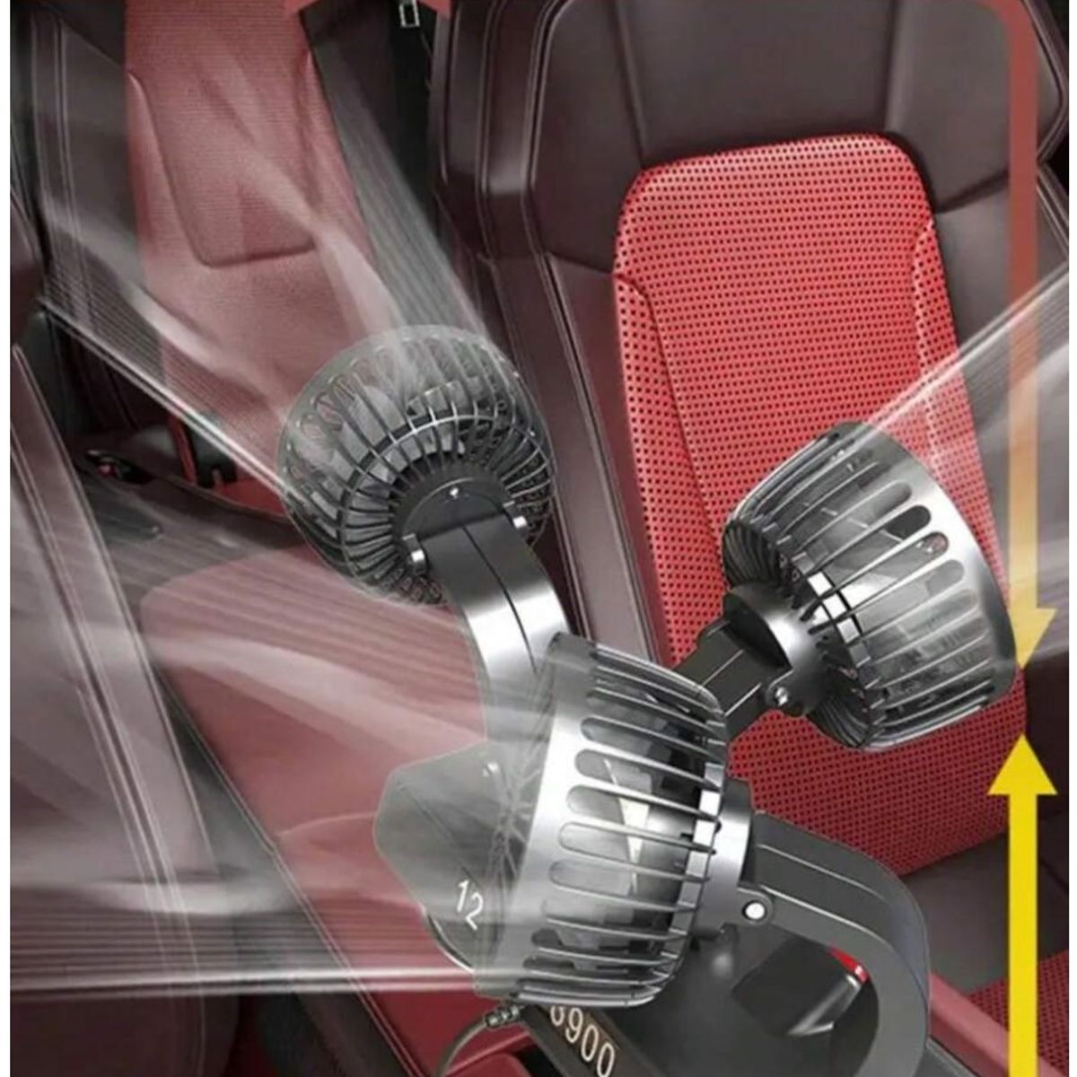 GENERICO - Ventilador para Auto de 3 Cabezas Ajustables 360 enchufe 12V