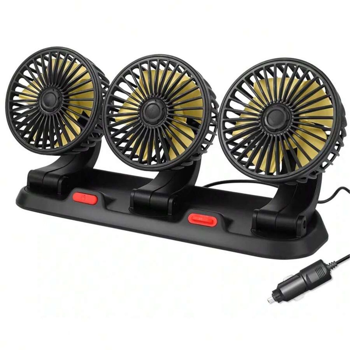 GENERICO - Ventilador para Auto de 3 Cabezas Ajustables 360 enchufe 12V