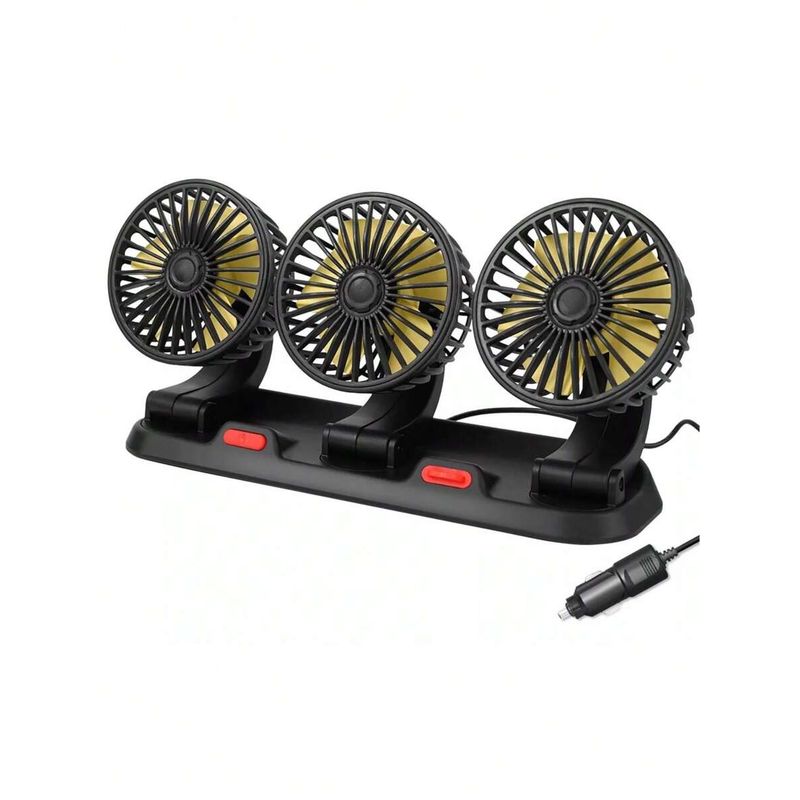 GENERICO - Ventilador para Auto de 3 Cabezas Ajustables 360 enchufe 12V