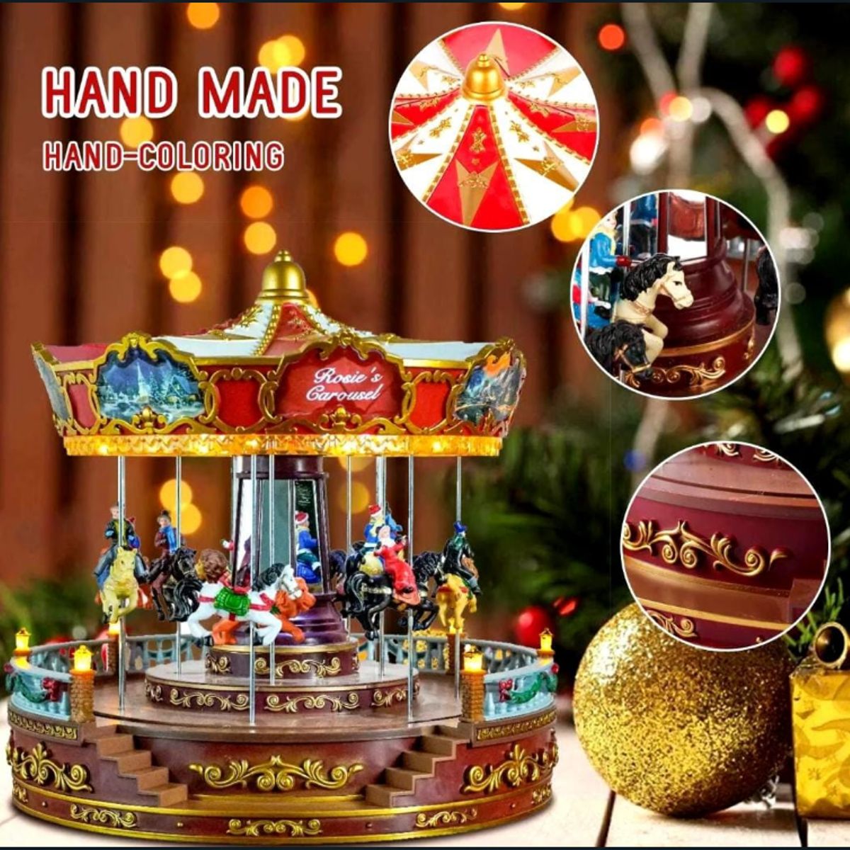 GENERICO - CARRUSEL MUSICAL GRANDE LUMINOSO A PILAS Y CONECTOR USB