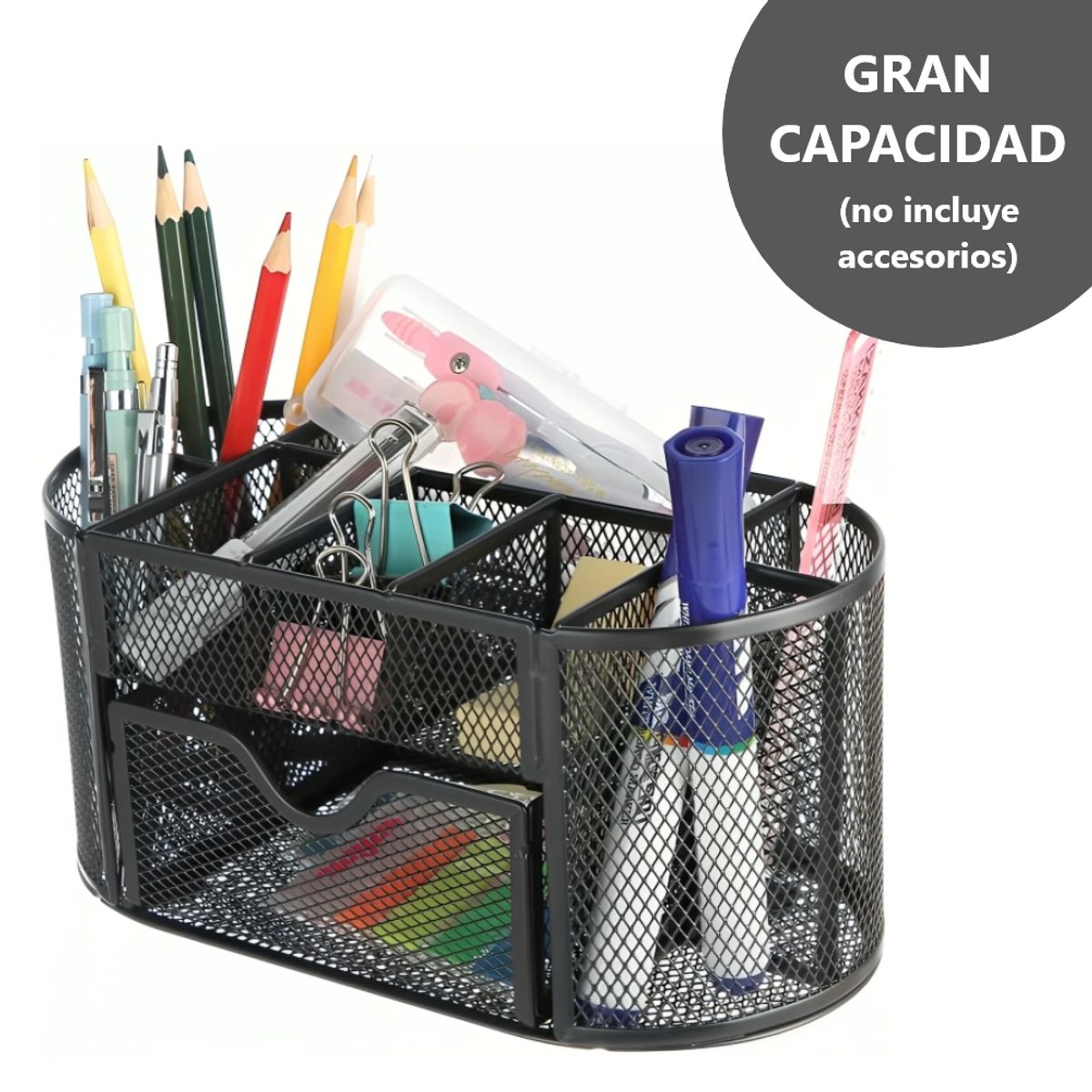GENERICO - Organizador metálico de escritoriopara lapiceros y post-it