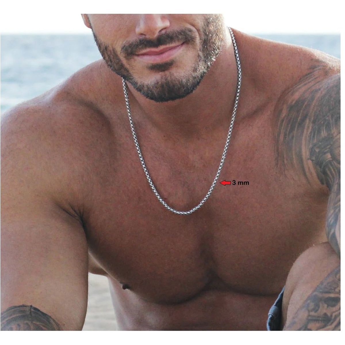 OEM - Cadena Collar Hombre Eslabon Circular Delgado Acero Inoxidable 316L