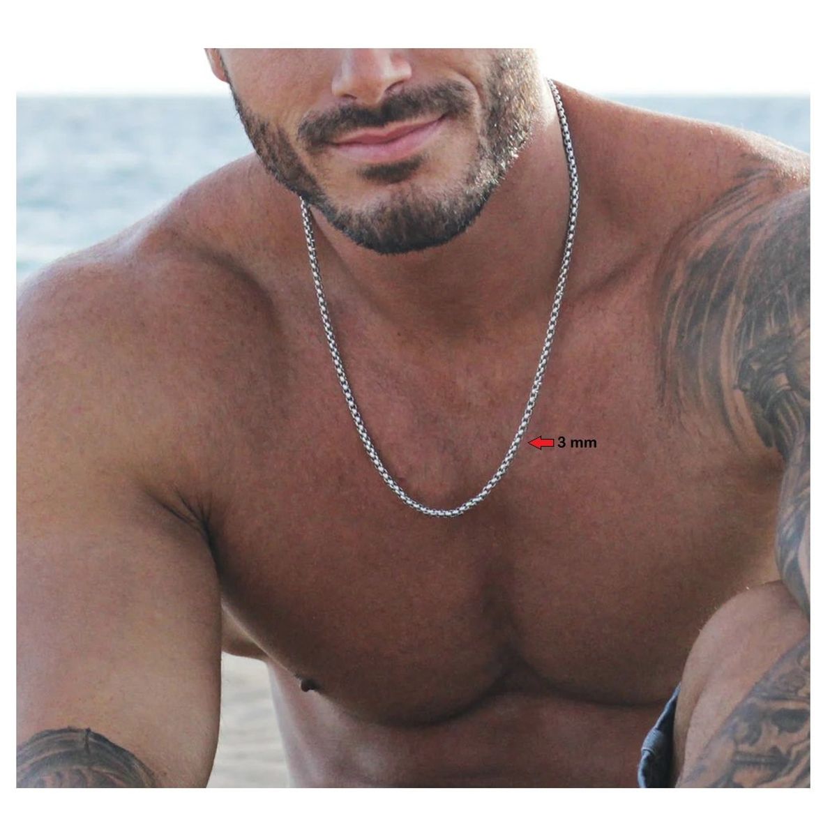 OEM - Cadena Collar Hombre Eslabon Circular Delgado Acero Inoxidable 316L