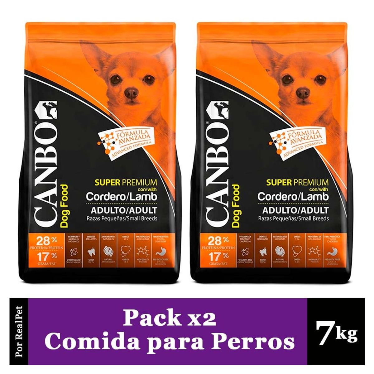 CANBO - Pack x2 Comida para Perro Adulto Pequeño Canbo Cordero 7 kg