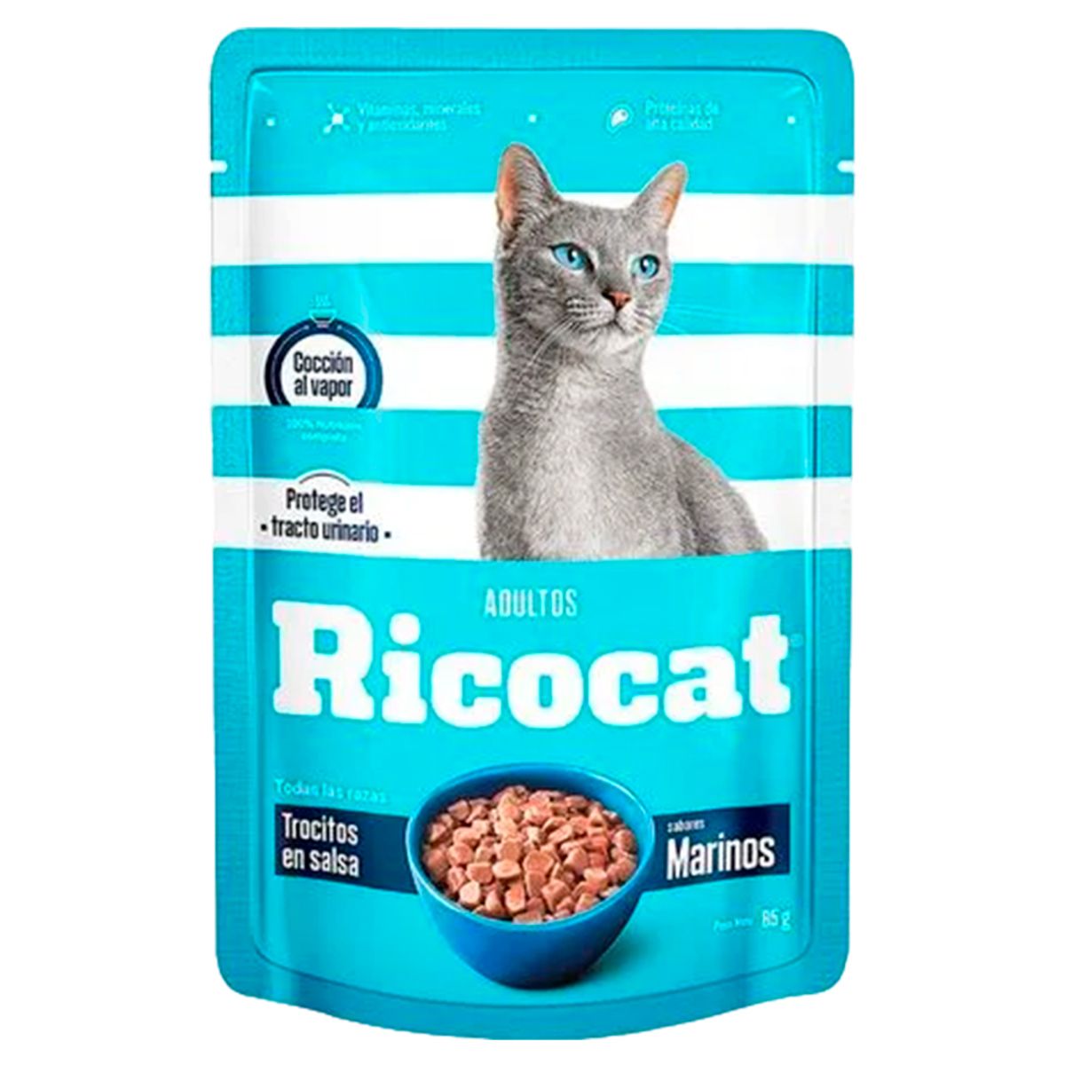 RICOCAT - Pack Caja x15 Comida Húmeda para Gato Ricocat Marinos 85gr