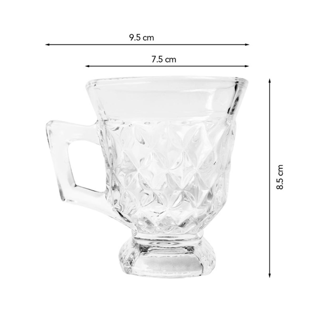 GENERICO - Set de 6 Tazas de Vidrio Elegante