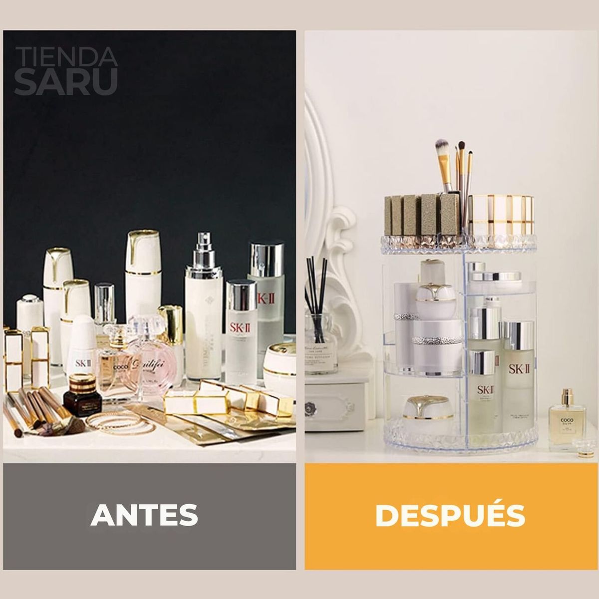 GENERICO - Organizador Giratorio Acrílico Para Cosméticos 28 cm