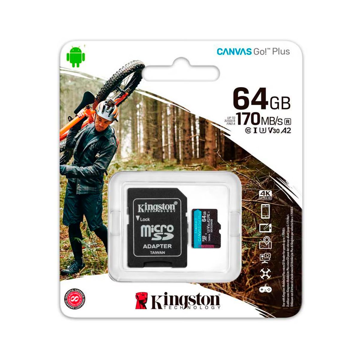 KINGSTON - MICROSDXC KINGSTON CANVAS GO PLUS SDCG3 64GB NEGRO PN SDCG364GB