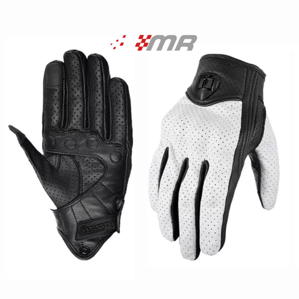 ICON - GUANTES DE CUERO PARA MOTO ICON PERSUIT - BLANCO