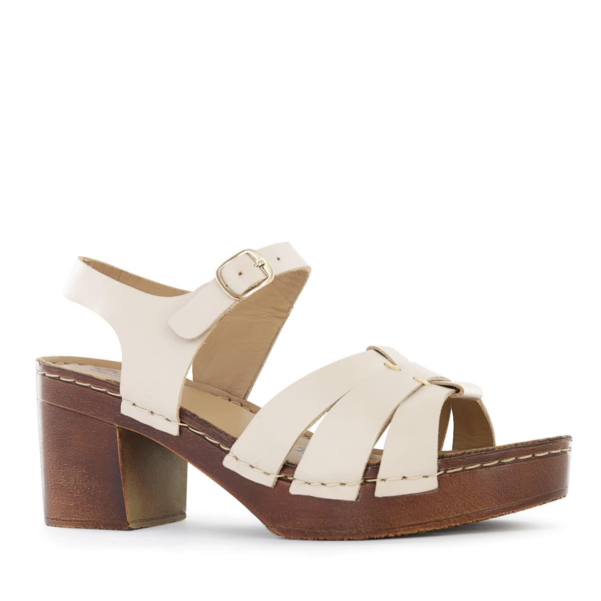 ECCO - Sandalias con Taco Mujer Ecco Telma03 Ostra Cuero Natural