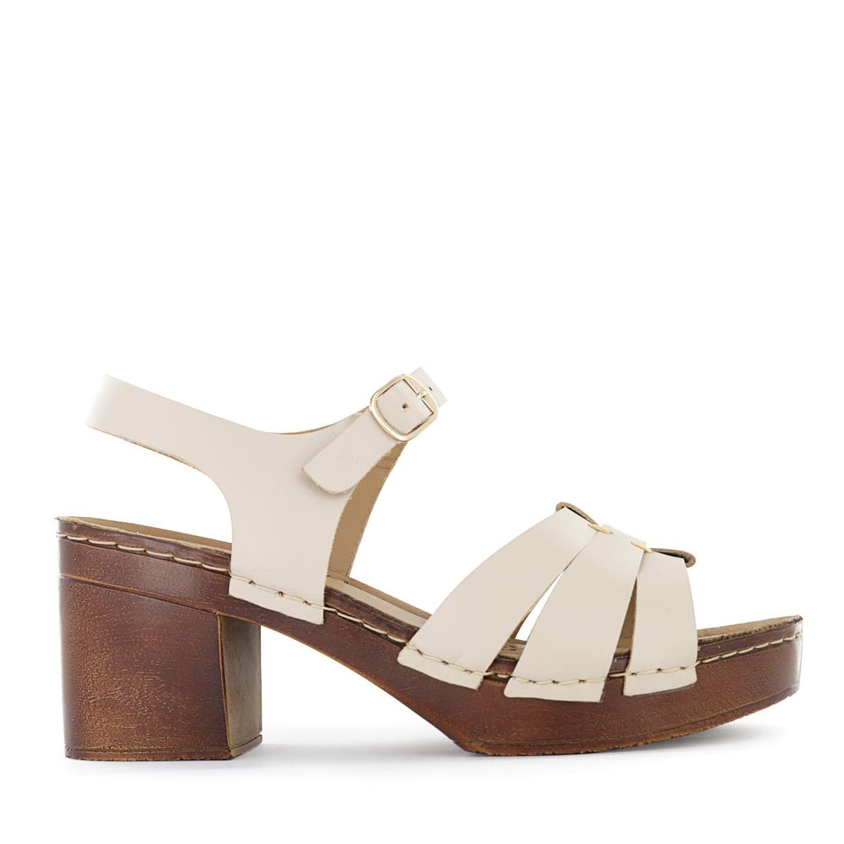 ECCO - Sandalias con Taco Mujer Ecco Telma03 Ostra Cuero Natural