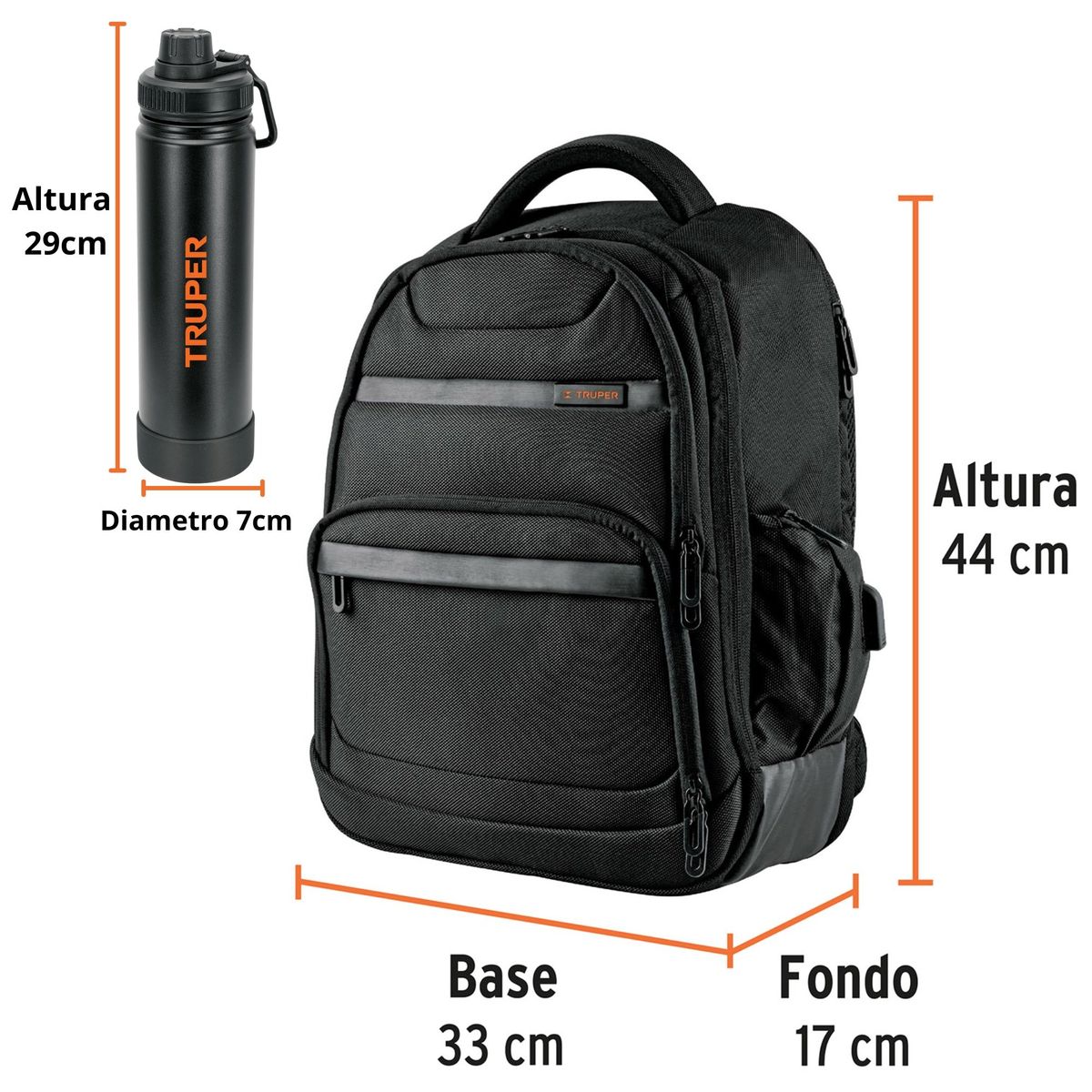 TRUPER - Mochila de VIAJE CAMPING porta laptop gama alta TERMO