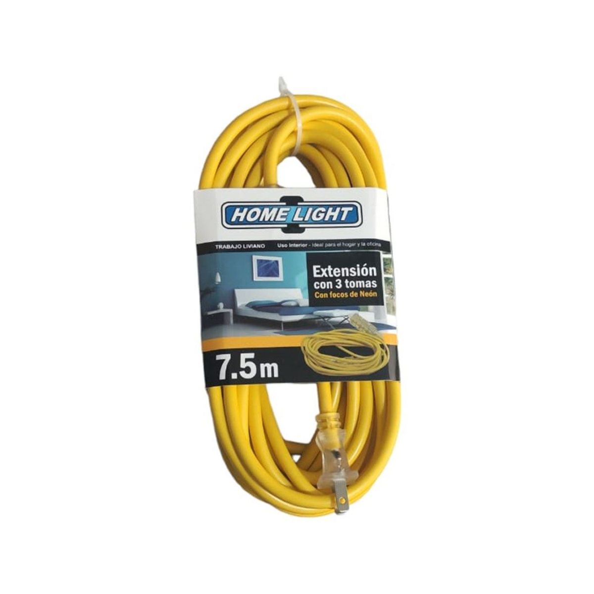 HOME LIGHT - Extension electrica vulcanizado 7.5m 3 tomas amarrillo Home Ligh