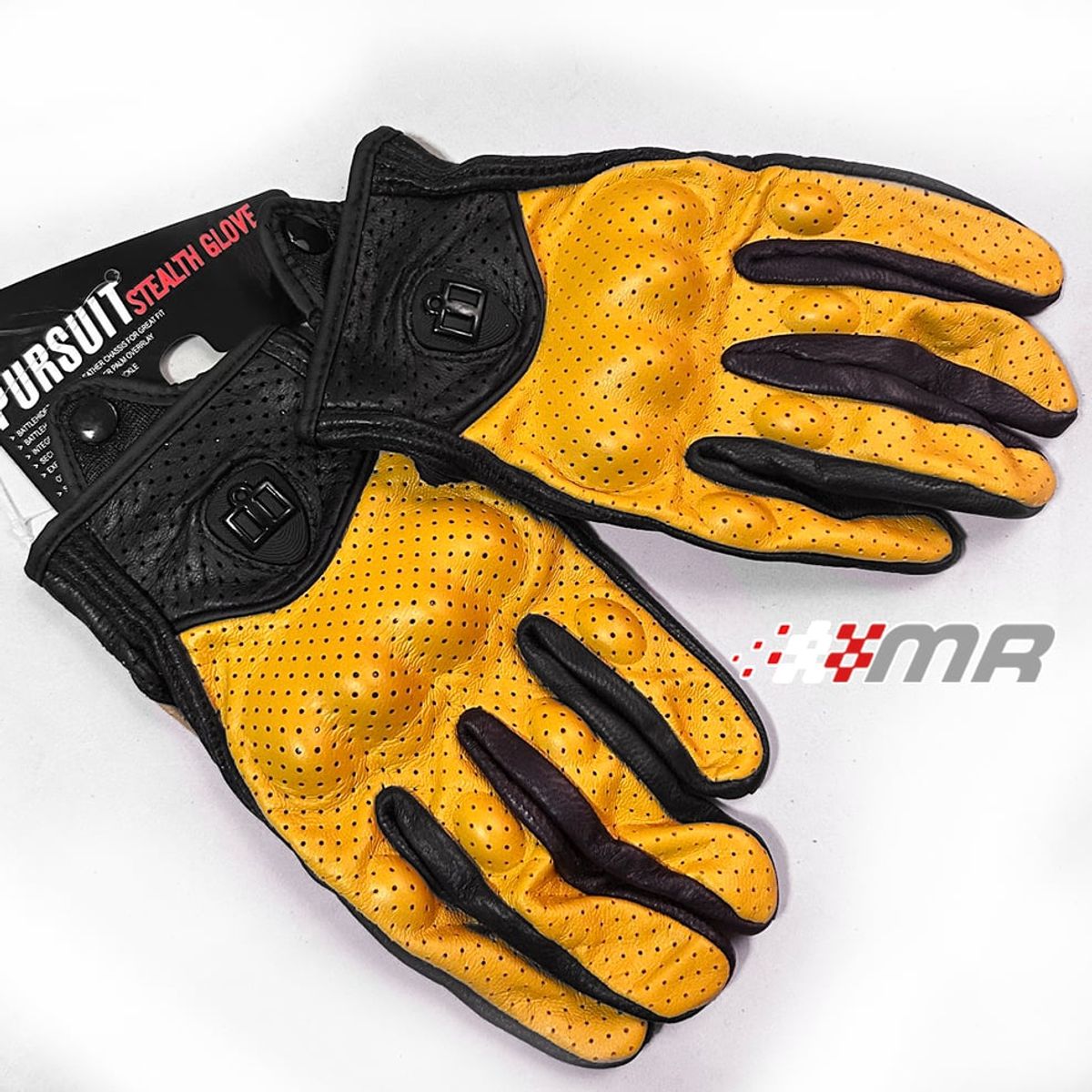 ICON - GUANTES DE CUERO PARA MOTO ICON PERSUIT - AMARILLO