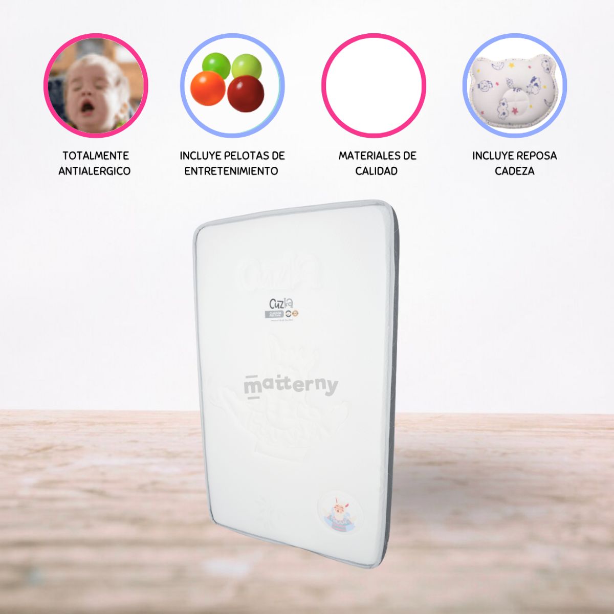 CUZKA - Colchón para Pack and Play «LLAMITA» White