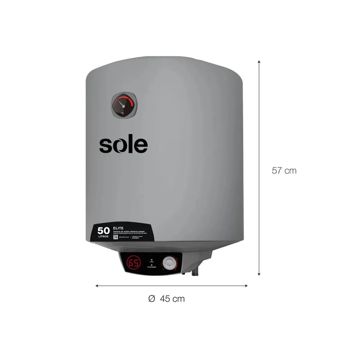 SOLE - Terma eléctrica Sole Elite 50L gris SOLTEEL050C