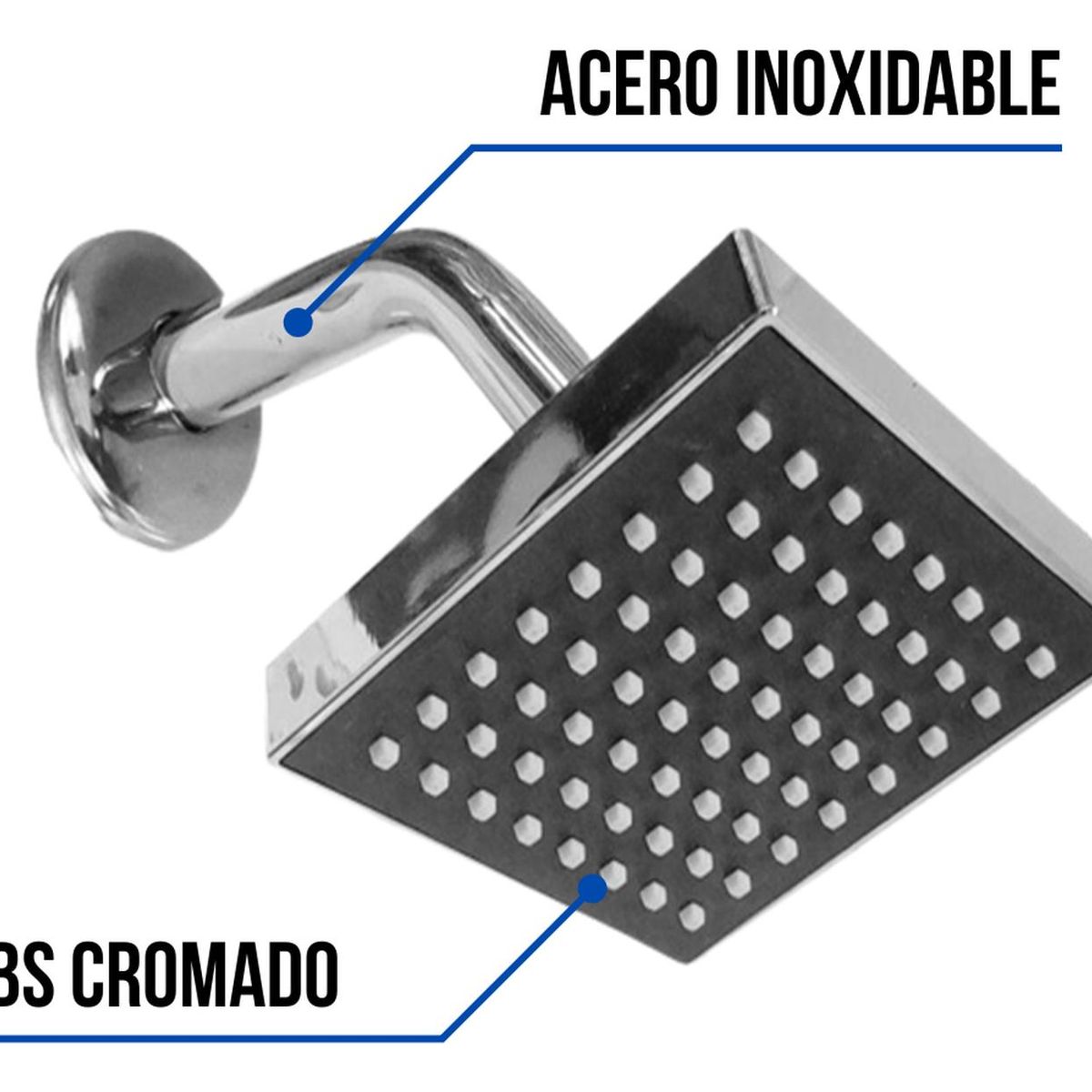 C&A - Cabeza de ducha cromada cuadrada C&A