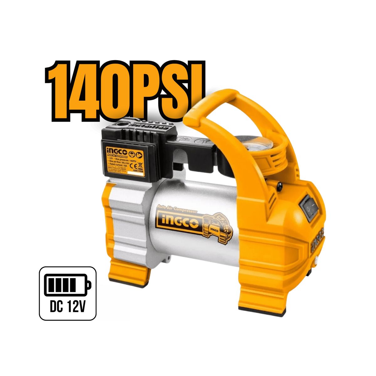 INGCO TOOLS - Compresor de aire automatico12V 140Psi Ingco